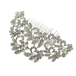 Accessorio per Capelli a Clip Placcato in Argento con Gemme Floreali a marchio KurtzyTM