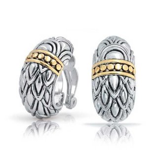 Recensioni dei clienti per Bling gioielli Art Deco 2 Tone Bali Style Foglia piuma metà del cerchio Clip On Earrings | tripparia.it