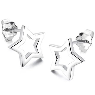 MunkiMix 925 Sterling Silver Stallone Orecchini Pentagramma Pentacolo Pentagramma Pentacolo Retro Unico Donna