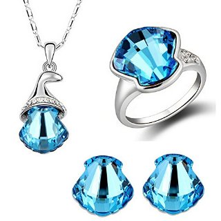 Recensioni dei clienti per Blue Light HSG Moda Argento capesante Shell di cristallo gioielleria collana orecchini anello JM2356 | tripparia.it