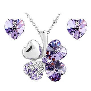 Recensioni dei clienti per Four Leaf Clover collana + Orecchino a forma di cuore cristalli Swarovski Le Premium® gioielli viola set viola | tripparia.it