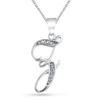 Bling Jewelry 925 CZ Cursive lettera...