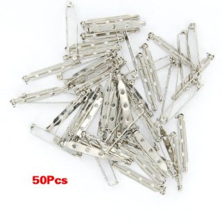 50pz Spilla Barre Fermo Sicurezza Pin Bar 37mm Ricambi Gioielli Argento