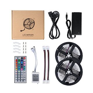 LEDemain Striscia LED SMD 5050 RGB 10M 300 LED Con DC 12V Alimentatore+ 44 Tasti Telecomando+ Ricevitore