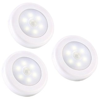 LEDemain® [ SET A 3 PEZZI ] Luce Notturna a LED, Lampada da Armadio PIR Sensore di Movimento a Batterie, Colore Bianco