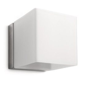 Philips Homroo Lampada da Parete Nickel, Cubo in Vetro Satinato, Lampadina Inclusa