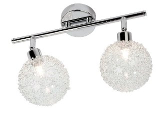 Nino Leuchten 83360206 Spider Lampadario Alogeno a Soffitto, Lunghezza: 30 cm, Sfere di Vetro con Rete Metallica, 2 Lampadine, colore: Cromato