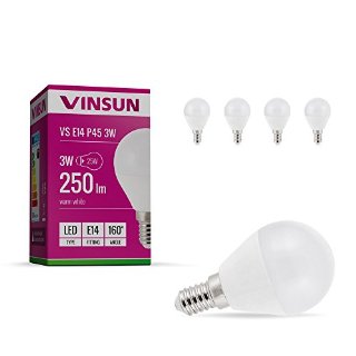 VINSUN® 4 x Lampadine LED E14 3W - pari a 25W - bianco caldo 2700K - 250lm, E14 LED