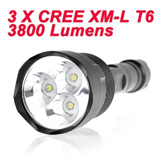 Super-luminoso 3800 lumen 3 x CREE XM-L T6 LED 5 modalità Torcia Torcia con Ampia tubo by L'lysColros®