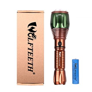 WOLFTEETH 4013B T6 LED torcia; Zoom Autodifesa Brigh torcia elettrica; Lungo raggio scatola Torcia ricaricabile + Pacco regalo