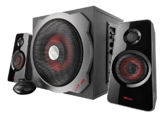 Trust GXT 38 Set Altoparlanti 2.1 con Subwoofer da Gioco, 120W di picco, nero/rosso