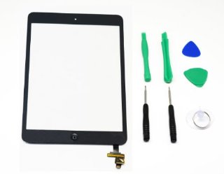 SCHERMO TOUCH SCREEN COMPLETO DI TASTO HOME IC PER iPad mini nero + Tools