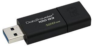 Kingston DT100G3/128GB DataTraveler Chiavetta USB 3.1 da 128 GB, Nero