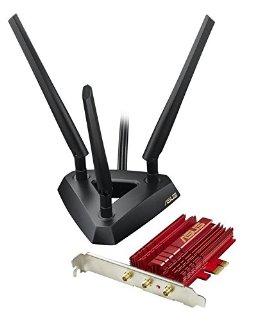 Asus PCE-AC68 Scheda di Rete PCIe WLAN Wireless AC1300/600 Mbps,3x antenne esterne con base, High-Power Design