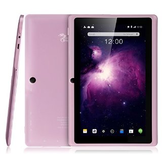 Dragon Touch Y88X Plus 7 inch Quad Core Google Android Tablet PC, Android 4.4 KitKat, 8GB Nand Flash, IPS Screen 1024x600 Display, Bluetooth, Dual Camera, Google Play Pre-load, 3D Game Supported - Pink