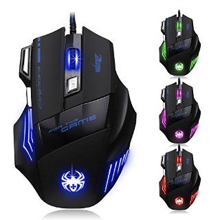 [T80 New Version] DLAND Zelota LED ottici professionali 7200 DPI 7 Pulsante USB Wired Gaming Mouse Gamer mouse regolabile DPI Switch Funzione 7200DPI /5500DPI/ 3200DPI / 2400 DPI / 1600 DPI / 1000 DPI per Pro Notebook Gioco PC del computer portatile