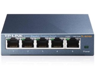 TP-LINK TL-SG105 Switch Desktop 5 Porte RJ45 Gigabit 10/100/1000Mbps, Plug & Play, Struttura in acciaio