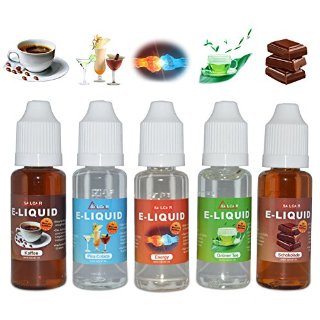 Commenti per Salcar liquido, una confezione (5 flaconi da 20 ml) per sigarette elettroniche/sigaretta elettronica all'aroma Energy, Caffè, Tè verde, Cioccolata e Pina Colada, senza nicotina né tabacco