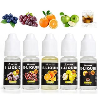 Salcar liquido, una confezione (5 flaconi da 10 ml) per sigarette elettroniche/sigaretta elettronica all'aroma Mela, Uva, Arancia, Mirtillo e Cola, senza nicotina né tabacco