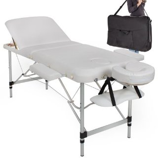 TecTake LETTINO MASSAGGI IMBOTTITURA ESTETISTA MASSAGGIO PORTATILE IN ALLUMINIO BIANCO