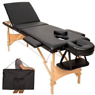 TecTake Lettino massaggi portatile massaggio fisioterapia 3 zone pieghevole nero + borsa