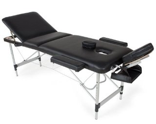 TecTake lettino massaggi alluminio 5cm imbottitura estetista massaggio tatoo portatile nero