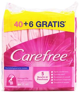 Carefree - Proteggi-Slip Ripiegati In Bustina, 5 Benefici Di Freschezza - 40+6 Pezzi