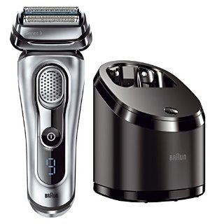 Braun Serie 9 9090cc Rasoio Elettrico a Lamina con Sistema Clean&Charge, Argento Satinato