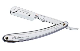 Parker 31R - Rasoio a mano libera professionale in acciaio inox e 5 lamette Shark Super in acciaio inox