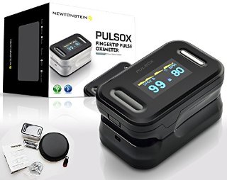 Pulsox - Pulsossimetro per dito con Schermo a Colori e Allarme, Custodia, Batterie, Cordoncino, Manuale in 5 lingue ? Garanzia di 2 anni - NERO