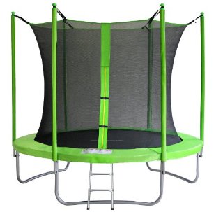 SixBros. SixJump 2,45 M Trampolino elastico da giardino verde esaminato da Intertek / GS - Scaletta - Rete di Sicurezza - Copertura anti-pioggia - CST245/L1623