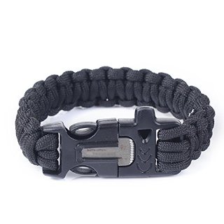 Estone - Bracciale da escursionismo con corda Paracord, pietra focaia e fischietto.