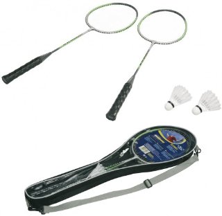 Hudora - Champion RS-88, Set da Badminton, 2 racchette in alluminio, borsa, 2 palline