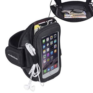 Avantree Fascia da Braccio Portacellulare Sport Armband con Portatessere per iPhone 6/6s, 5 5s 5c 4s, Samsung Galaxy S3 S4 LG G2 HTC One - Ninja