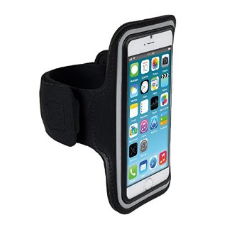 kwmobile fascia da braccio sportiva per Apple iPhone 6 / 6S - jogging corsa borsa da sport fascia fitness con scomparto per chiavi nella fascia da braccio in nero