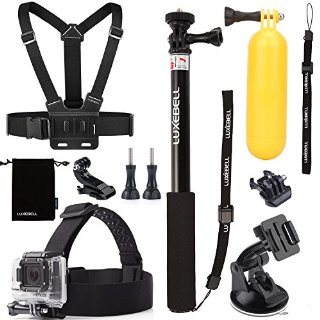 Commenti per Luxebell® 8in1 + Accessori Kit per GoPro Hero4, hero3 +, hero3, HERO2 & eroe Camera, alluminio allungabile portatile Selfie Monopod / polo + cinghia della cassa Strap Mount + Testa Belt Strap Mount + Car ventosa Holder + Floating maniglia Grip