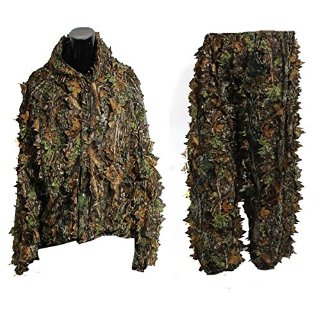 OUTERDO 3D foglia vestito di Ghillie Woodland Camo Abbigliamento mimetico giungla Caccia Formato libero