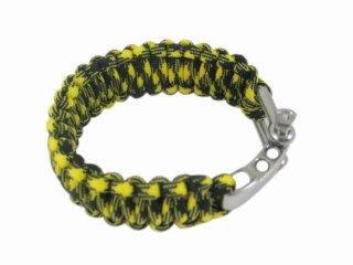 Fibbia regolabile Paracord Parachute Cord sopravvivenza bracciale braccialetto w / acciaio nero giallo