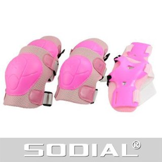 SODIAL(R) Kit protezione per ginocchia gomiti polsi pattini in linea ginocchiere gomitiere e polsiere rosa per bambini