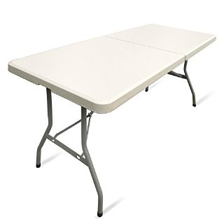 Folding Table, Garden Table, Pasting Table, Camping Table, Flea Market Table, 180 X 75 X 74 Cm, Colour: Light Cream, With Carrying Handle