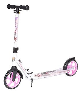 STAR-SCOOTER® XXL City Scooter Monopattino grande per una posizione stabile anche sulla strada per la scuola ★ Edizioni 205mm Big Foot ★ Bianco & Lilla