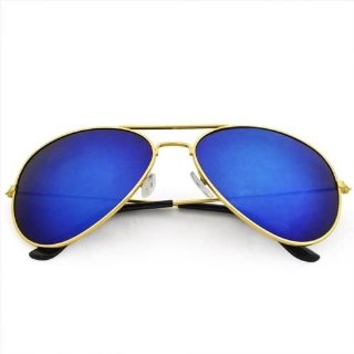 SODIAL (R) Aviatore Occhiali da sole 80s Moda Stile Retro' UV400 lente Unisex - Blu