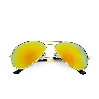 SODIAL (R) Aviatore Occhiali da sole 80s Moda Stile Retro' UV400 lente Unisex - Oro