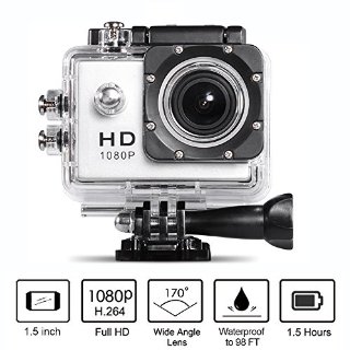 Neewer® Fotocamera Sportiva Action Camera Impermeabile 1080P HD 12MP 2 Batterie e Accessori Vari (Nero)