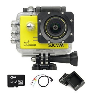 BOOMYOURS Original SJCAM SJ5000X WIFI Elite Edition Action Sport Cam Camera Waterproof Videocamera Fotocamera digitale Helmetcam(4K video @24FPS,Gyro Anti-Shake Stabilizzatore,Novatek 96660,2.0 inch LCD,12 Megapixel,Impermeabile 30 Metri)con 2 Batteria ricaricabile+Batteria Charger+32GB Micro SD card+AV to USB cable-Giallo