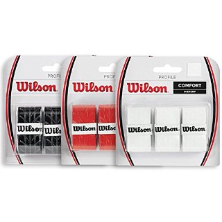 Wilson Profile Overgrip x 3 Grip Red Grip per Racchette da Tennis