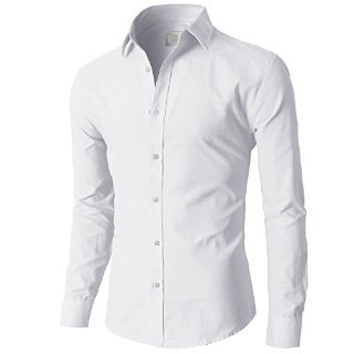 SODIAL (R) Moda Uomo alla moda di lusso camicia casuale slim fit T-shirt manica lunga Casual 17 bianco CN XXL=US/UK L