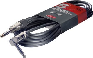 Stagg SGC10PL DL Cavo Pro-Serie Deluxe per Strumenti Musicali da Jack 6,3 mm a Jack 6,3 mm, con Connettore Angolare, 10m