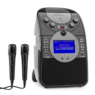 auna ScreenStar Impianto Karaoke con Display e Videocamera integrata (lettore CD, USB SD MP3, 2 x Microfoni Nero, telecamera regolabile) nero