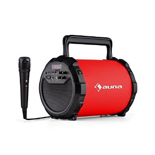 Auna DR. Bang! 2.1-Altoparlante Bluetooth USB SD AUX Batteria incl. Microfono rosso